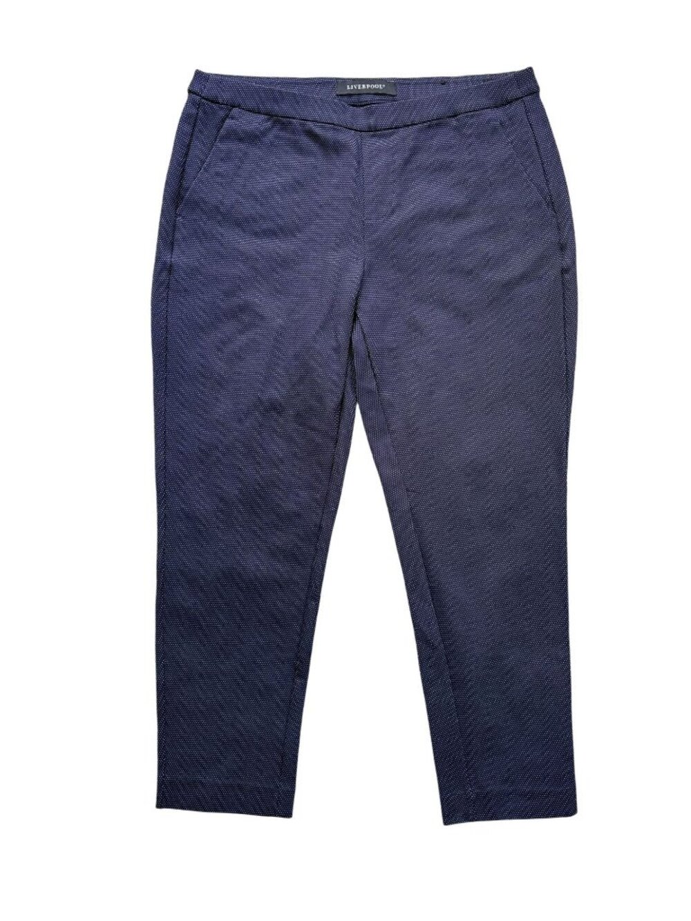 Liverpool Womens Navy Blue Birdseye Pull-On Ankle Pants Size 10